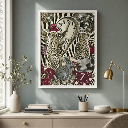 Surreal Leopard Casino Collage Wall Art Decor - Wall Art Decor - styled