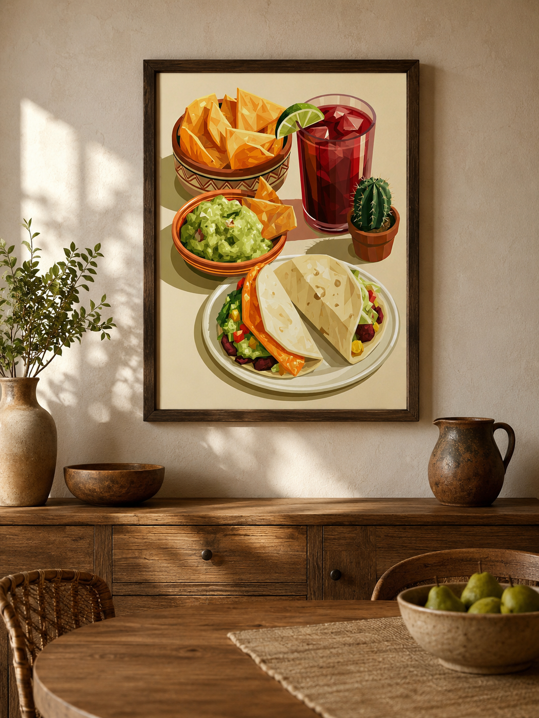 Tacos Mexicanos Póster - Wall Art Decor - alternate angle - taco kitchen wall art, mexican food poster
