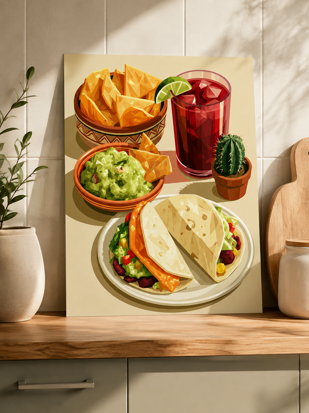 Tacos Mexicanos Póster - Wall Art Decor - close-up - taco kitchen wall art, mexican food poster