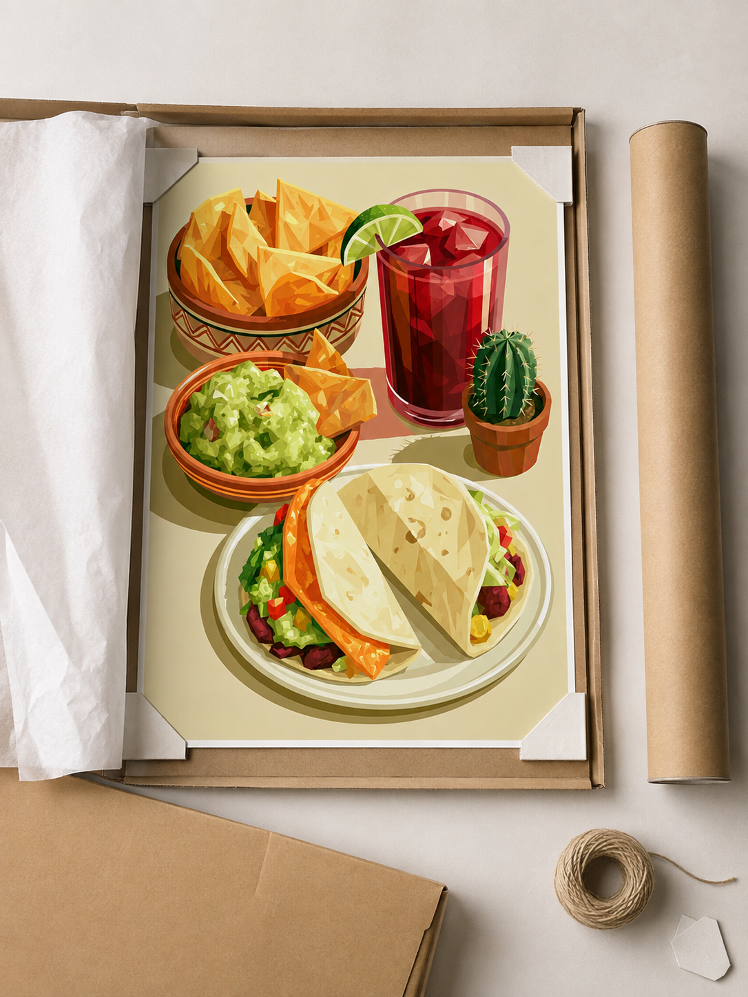 Tacos Mexicanos Póster - Wall Art Decor - lifestyle shot - taco kitchen wall art, mexican food poster