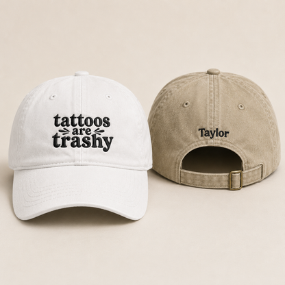 Tattoos Are Trashy Embroidered Washed Cap - Washed Cap - front view