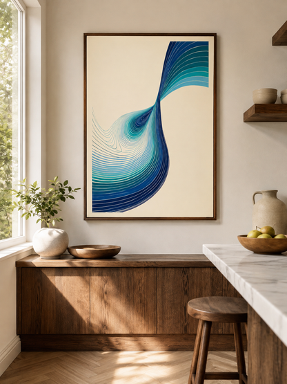 Bleu Turquoise Déco Murale - Wall Art Decor - alternate angle - teal abstract wall art, blue geometric poster