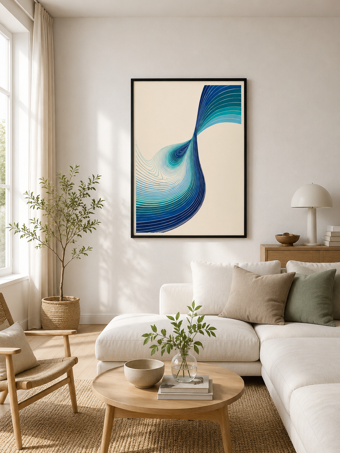 Bleu Turquoise Déco Murale - Wall Art Decor - detail view - teal abstract wall art, blue geometric poster