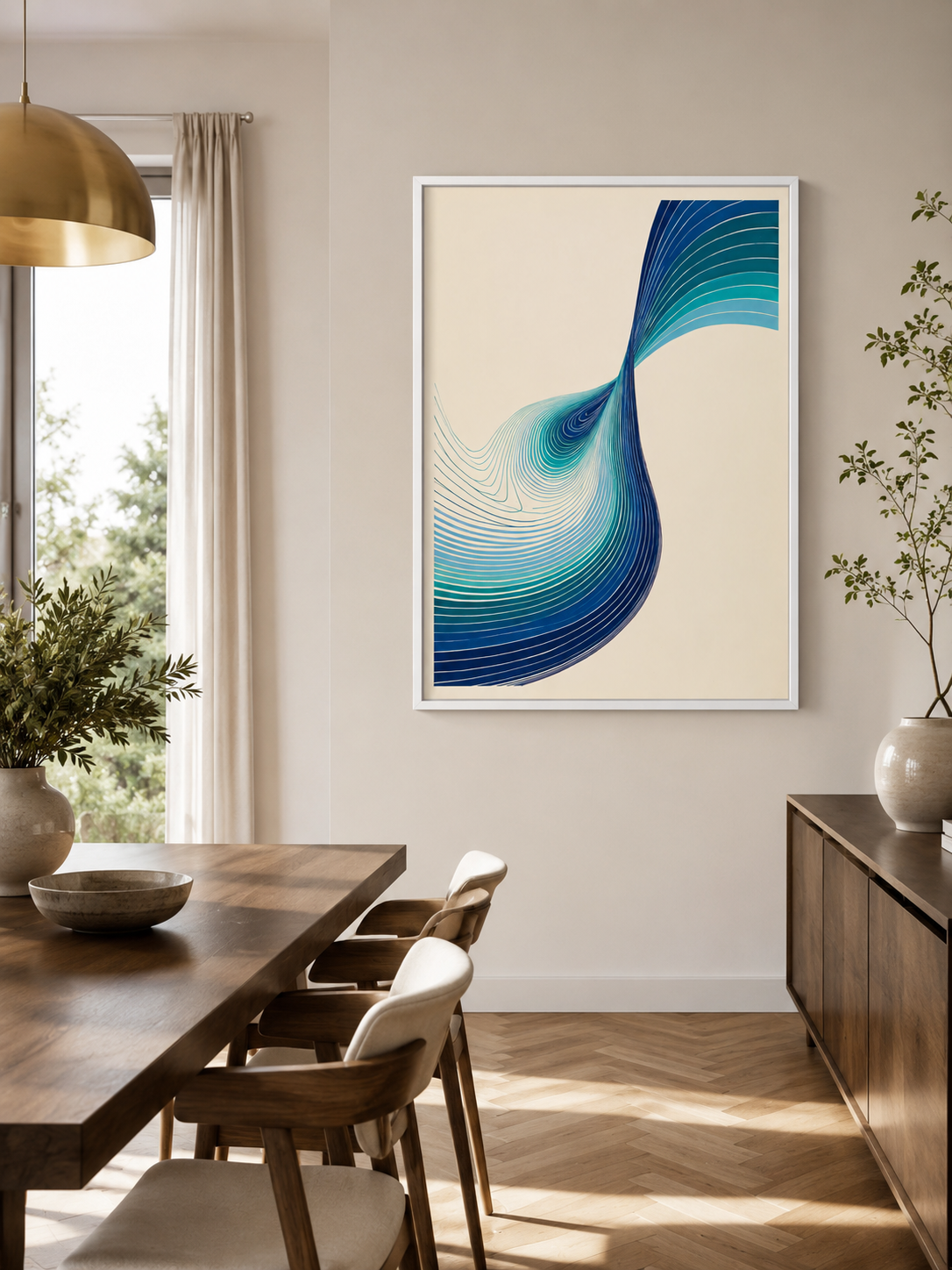 Bleu Turquoise Déco Murale - Wall Art Decor - close-up - teal abstract wall art, blue geometric poster