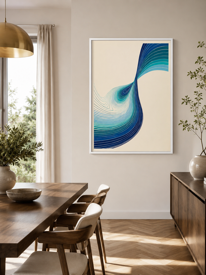 Bleu Turquoise Déco Murale - Wall Art Decor - close-up - teal abstract wall art, blue geometric poster