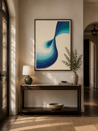 Bleu Turquoise Déco Murale - Wall Art Decor - alternate angle - teal abstract wall art, blue geometric poster