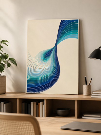 Bleu Turquoise Déco Murale - Wall Art Decor - packaging - teal abstract wall art, blue geometric poster