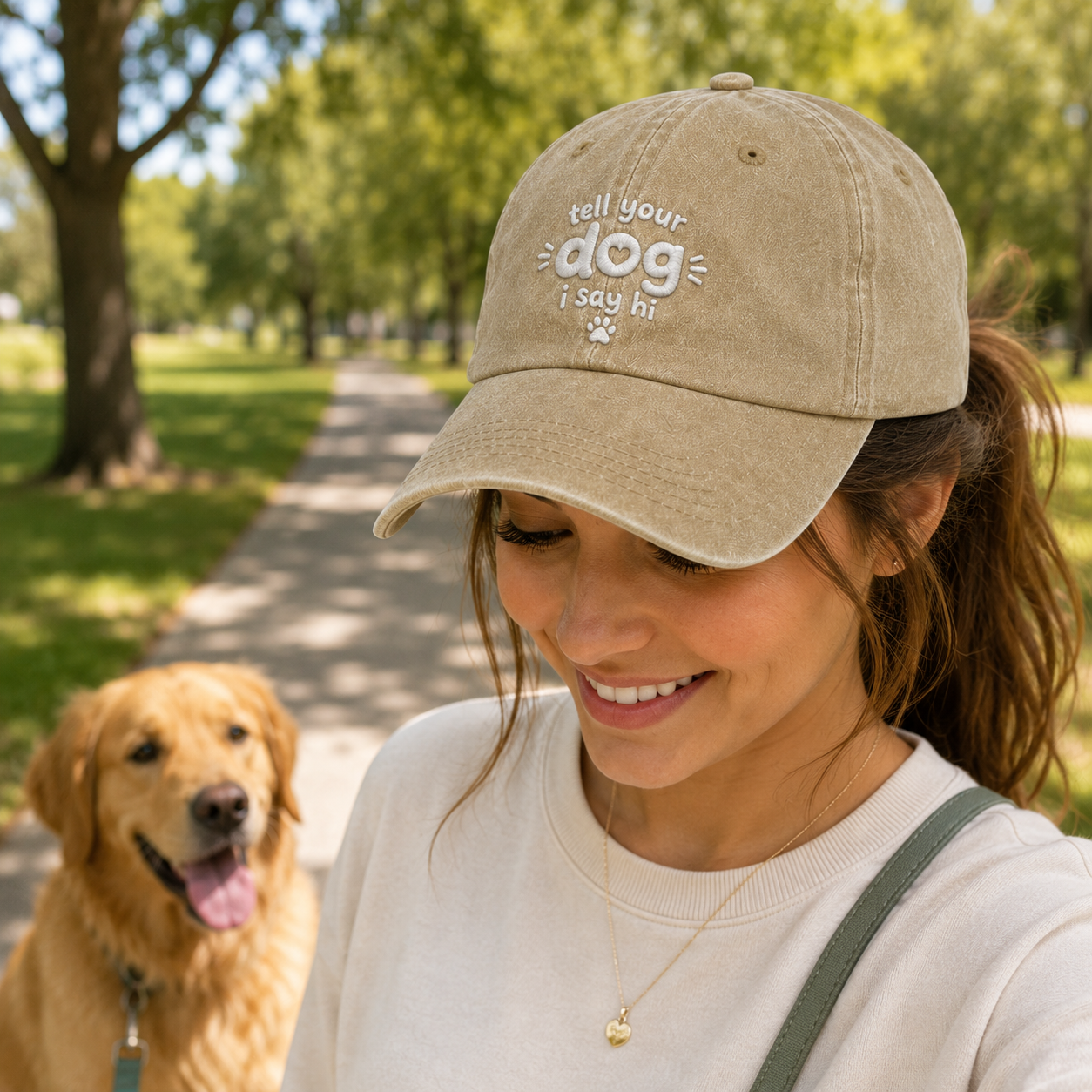 Tell Your Dog Washed Cap - Washed Cap - side view