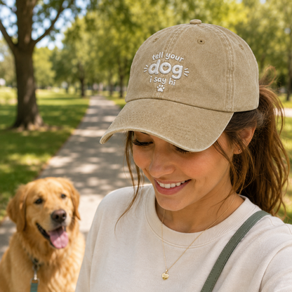 Tell Your Dog Washed Cap - Washed Cap - side view