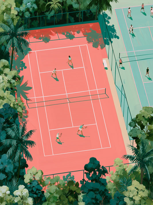 Tennis Court Wall Art - Wall Art Decor - front view - tennis court wall art, tennis art print