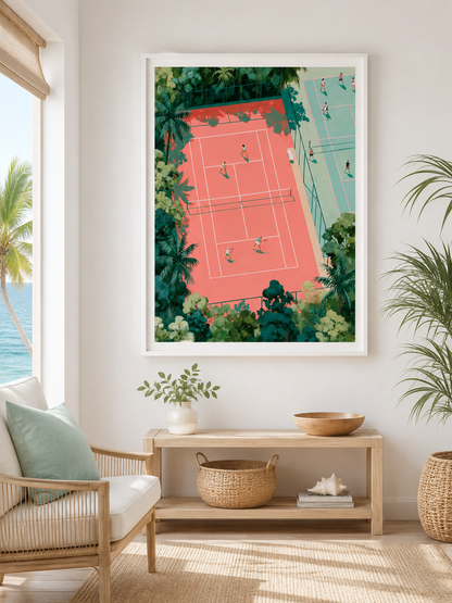Tennis Court Wall Art - Wall Art Decor - close-up - tennis court wall art, tennis art print