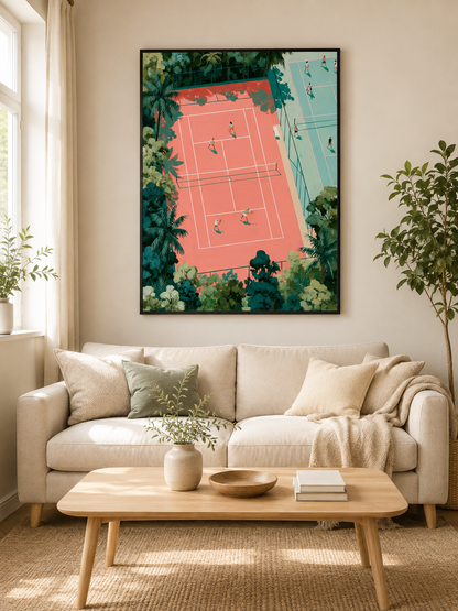 Tennis Court Wall Art - Wall Art Decor - detail view - tennis court wall art, tennis art print