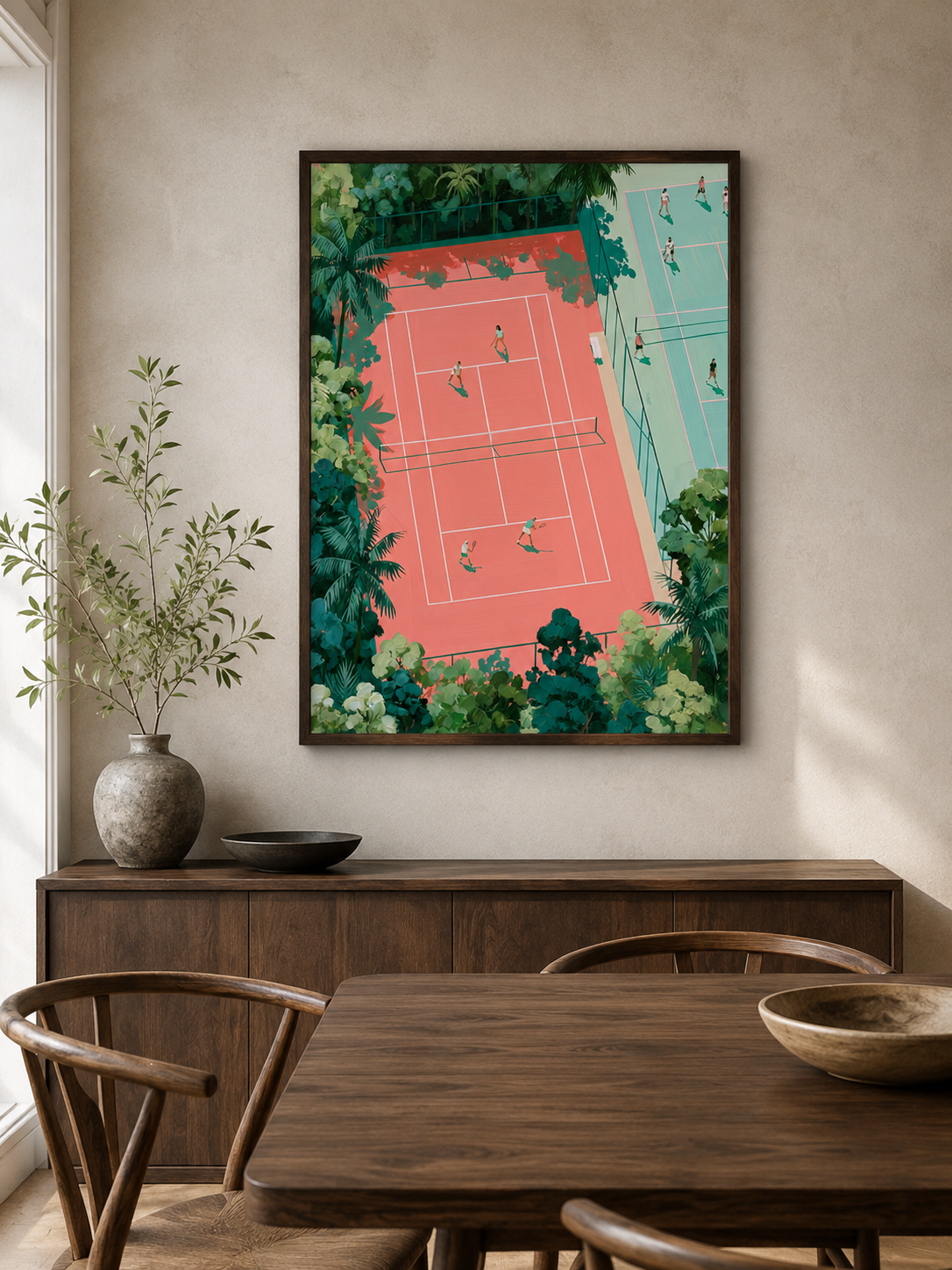 Tennis Court Wall Art - Wall Art Decor - alternate angle - tennis court wall art, tennis art print