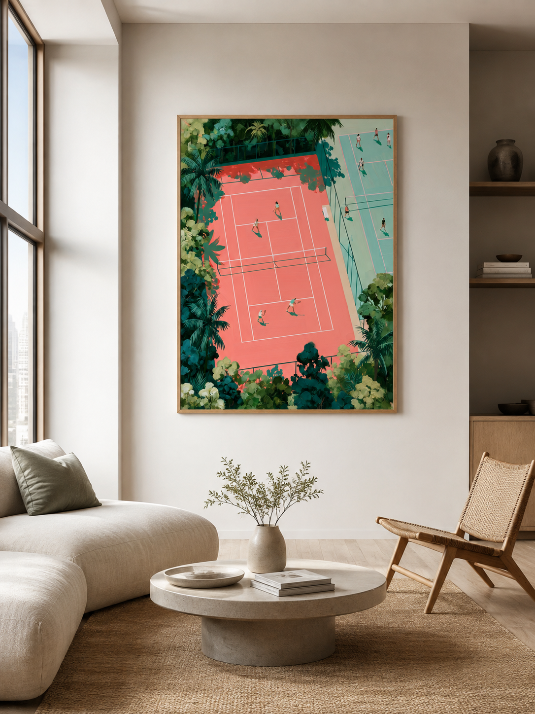 Tennis Court Wall Art - Wall Art Decor - front view - tennis court wall art, tennis art print