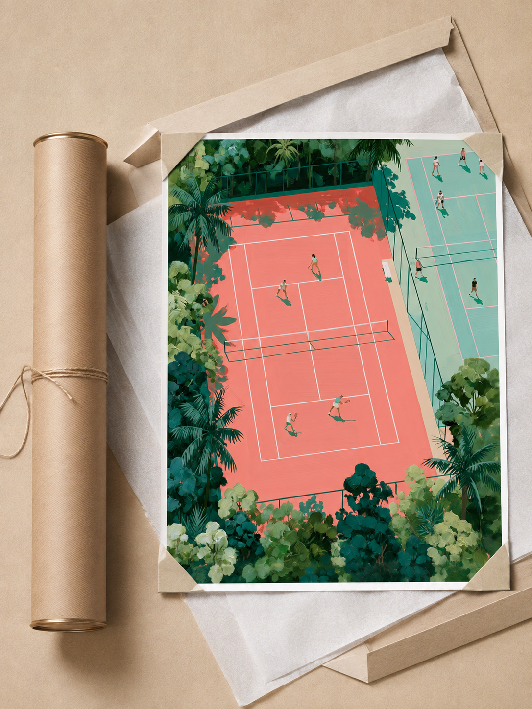 Tennis Court Wall Art - Wall Art Decor - lifestyle shot - tennis court wall art, tennis art print