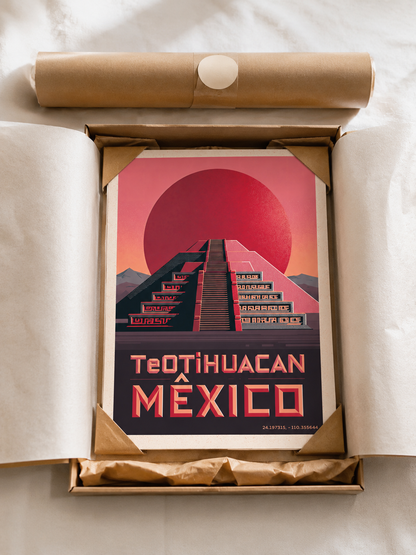 Teotihuacan Mexiko Poster - Wall Art Decor - alternate angle - teotihuacan mexico poster, mexico travel wall art