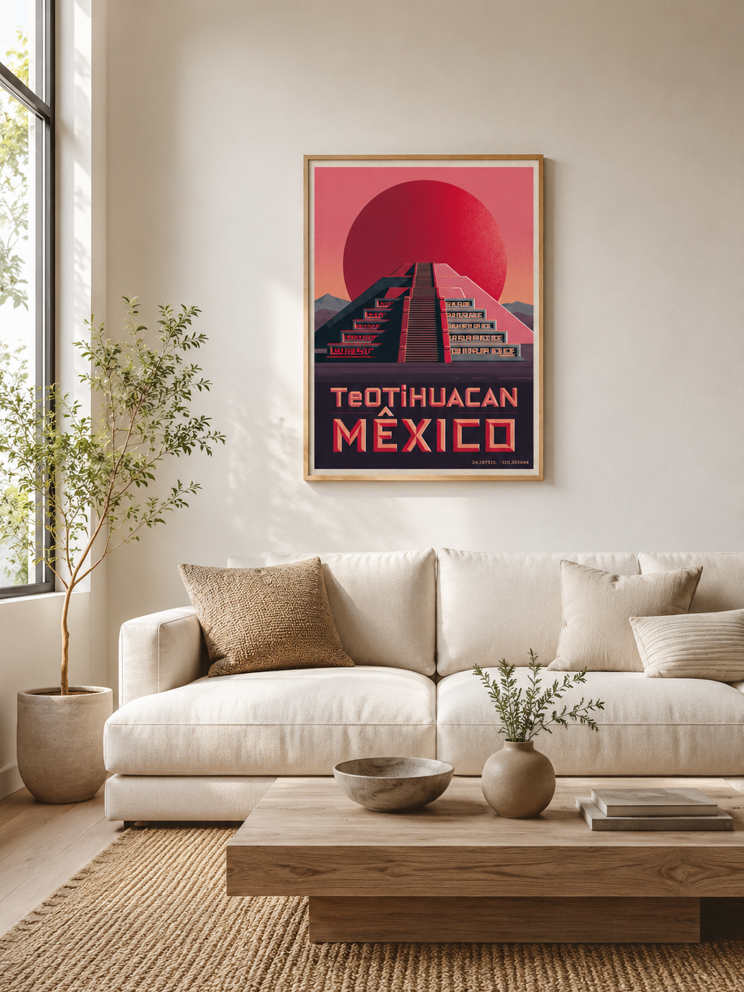 Teotihuacan Mexiko Poster - Wall Art Decor - detail view - teotihuacan mexico poster, mexico travel wall art