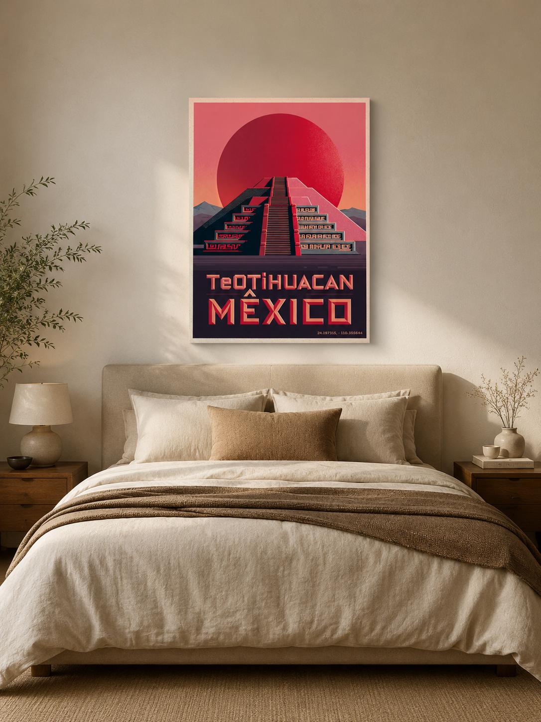 Teotihuacan Mexiko Poster - Wall Art Decor - lifestyle shot - teotihuacan mexico poster, mexico travel wall art