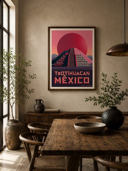 Teotihuacan Mexiko Poster - Wall Art Decor - alternate angle - teotihuacan mexico poster, mexico travel wall art