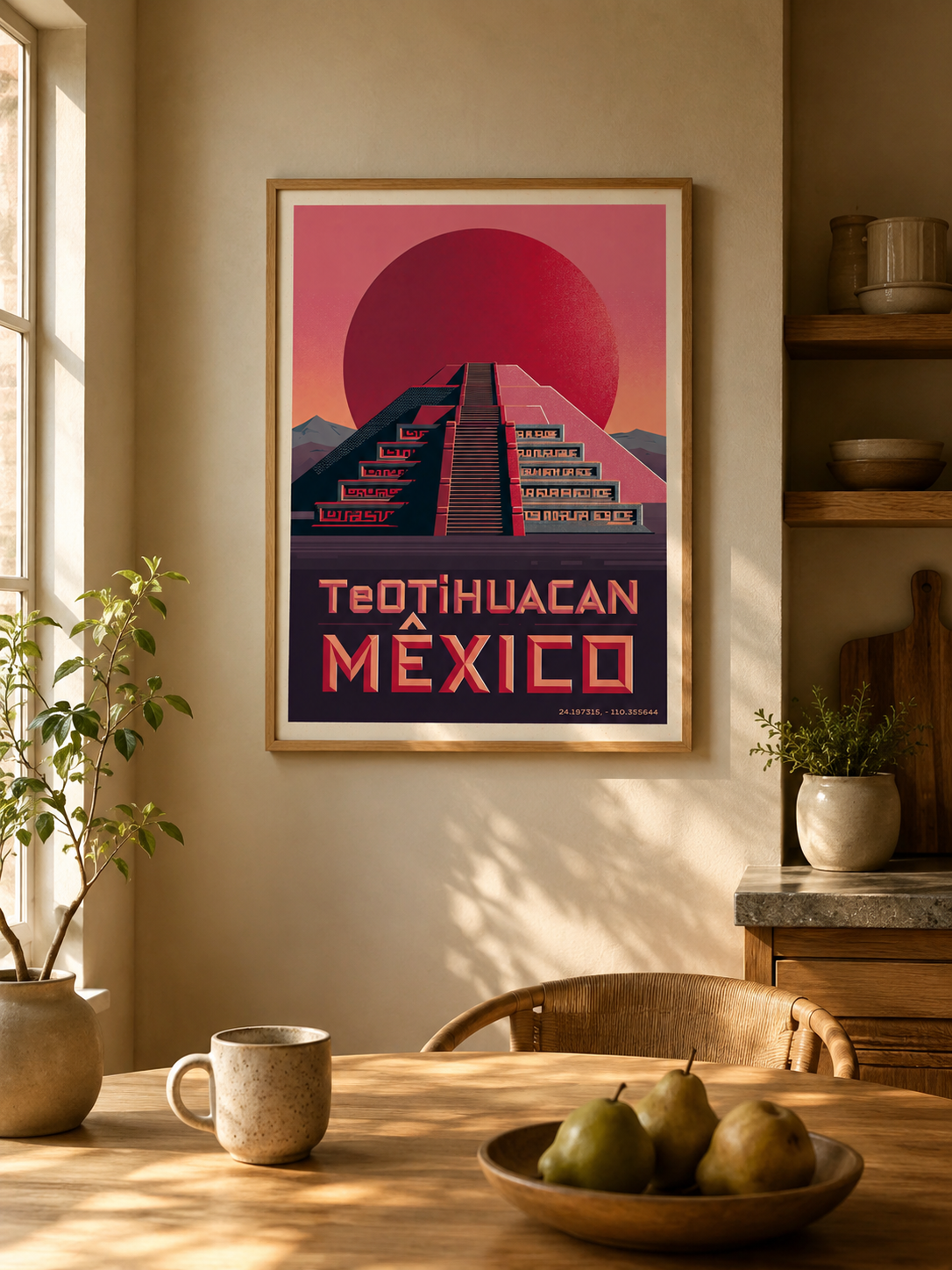 Teotihuacan Mexiko Poster - Wall Art Decor - front view - teotihuacan mexico poster, mexico travel wall art