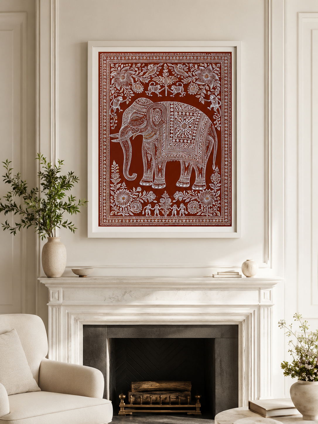 Terracotta Elephant Wall Art - Wall Art Decor - close-up - terracotta elephant wall art, indian elephant decor