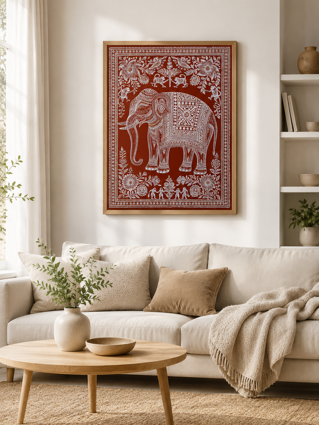 Terracotta Elephant Wall Art - Wall Art Decor - detail view - terracotta elephant wall art, indian elephant decor