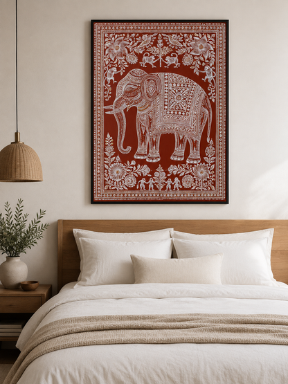 Terracotta Elephant Wall Art - Wall Art Decor - lifestyle shot - terracotta elephant wall art, indian elephant decor