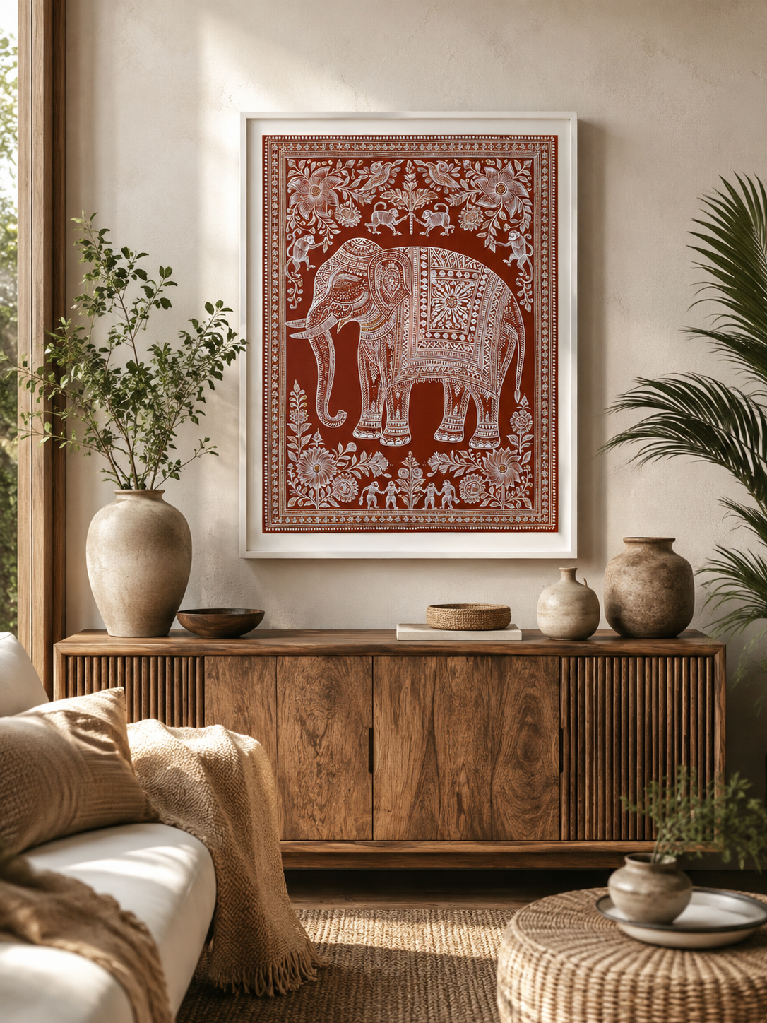 Terracotta Elephant Wall Art - Wall Art Decor - close-up - terracotta elephant wall art, indian elephant decor