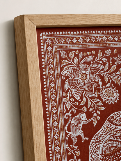Terracotta Elephant Wall Art - Wall Art Decor - detail view - terracotta elephant wall art, indian elephant decor