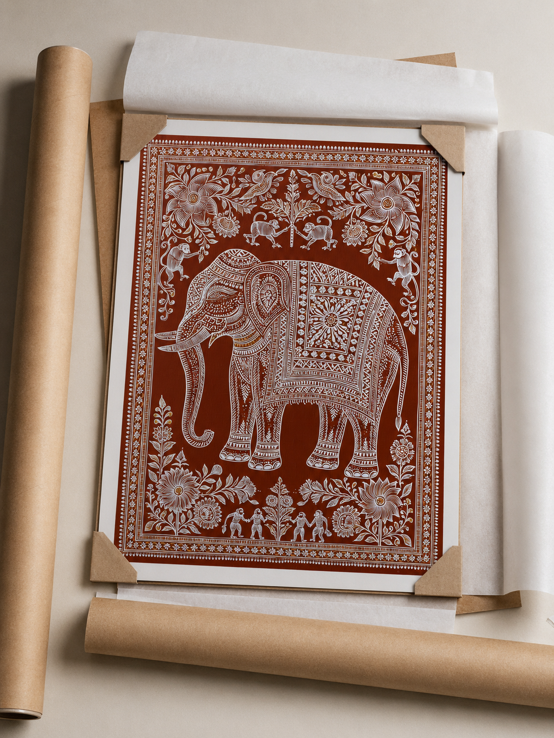 Terracotta Elephant Wall Art - Wall Art Decor - lifestyle shot - terracotta elephant wall art, indian elephant decor