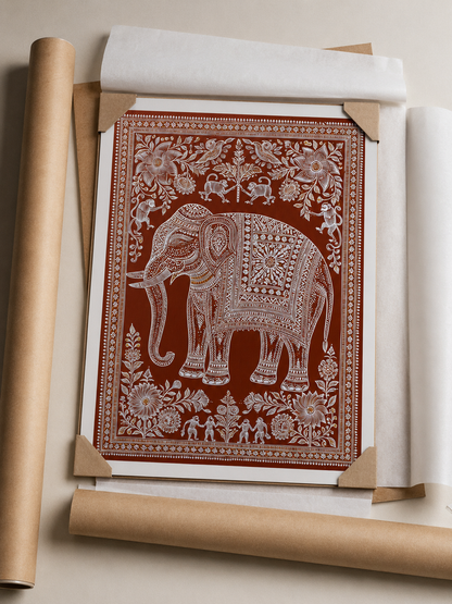 Terracotta Elephant Wall Art - Wall Art Decor - lifestyle shot - terracotta elephant wall art, indian elephant decor