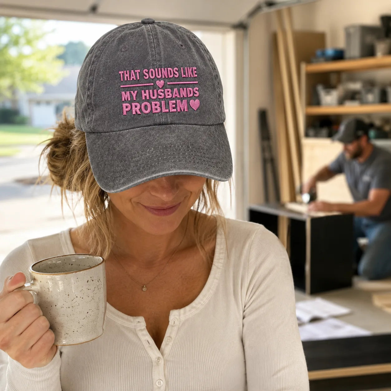 That Sounds Like My Husbands Problem Washed Cap - Washed Cap - detail