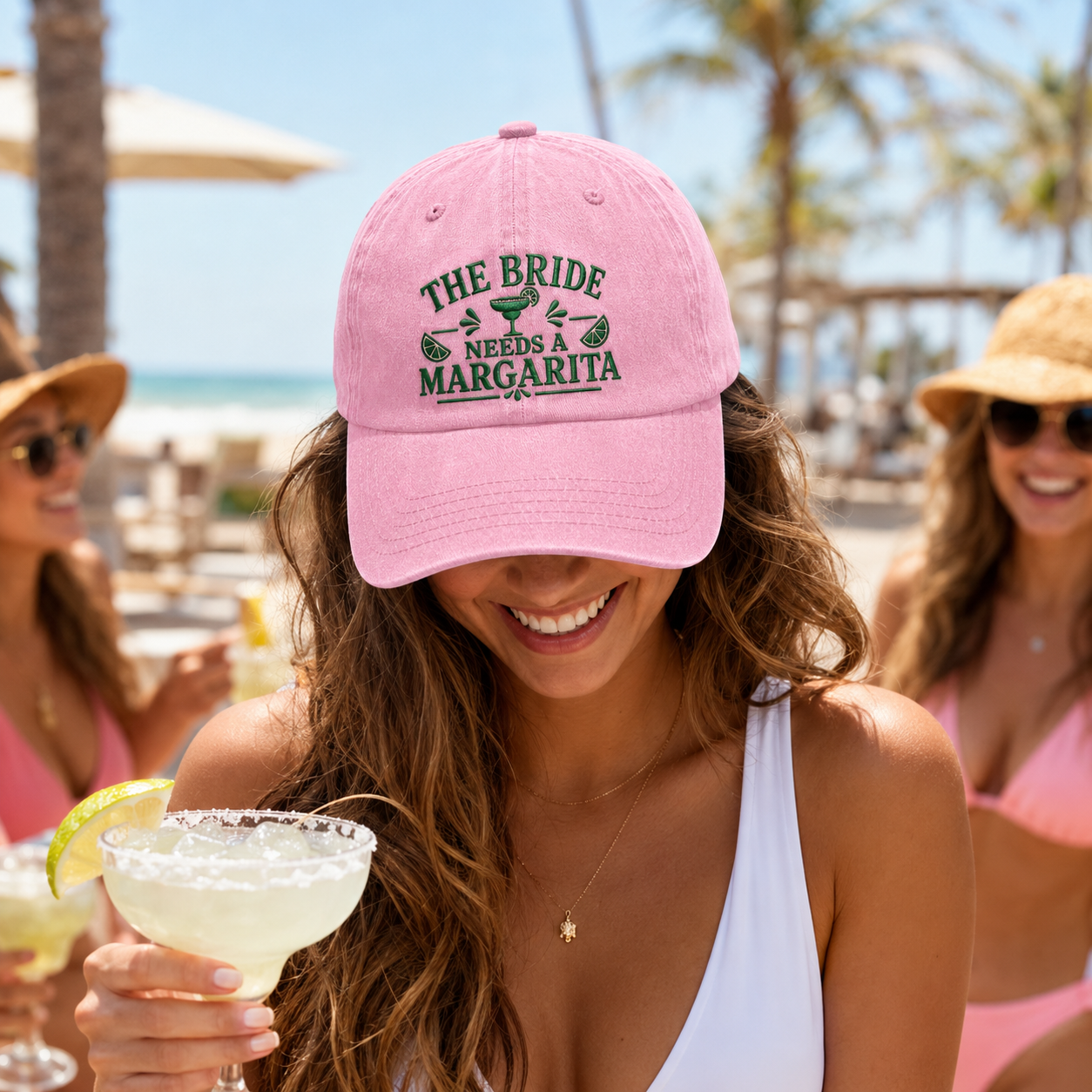 The Bride Needs a Margarita Embroidered Washed Cap - Washed Cap - alternate angle