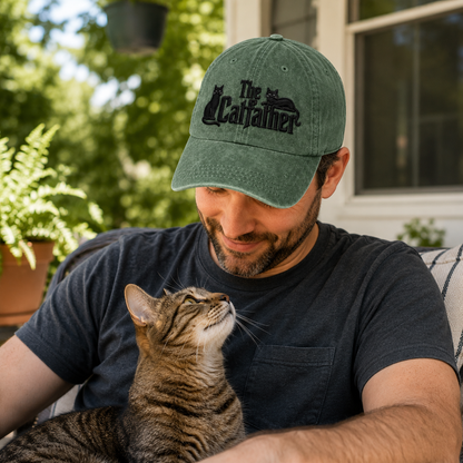 The Catfather Embroidered Washed Cap - Washed Cap - detail