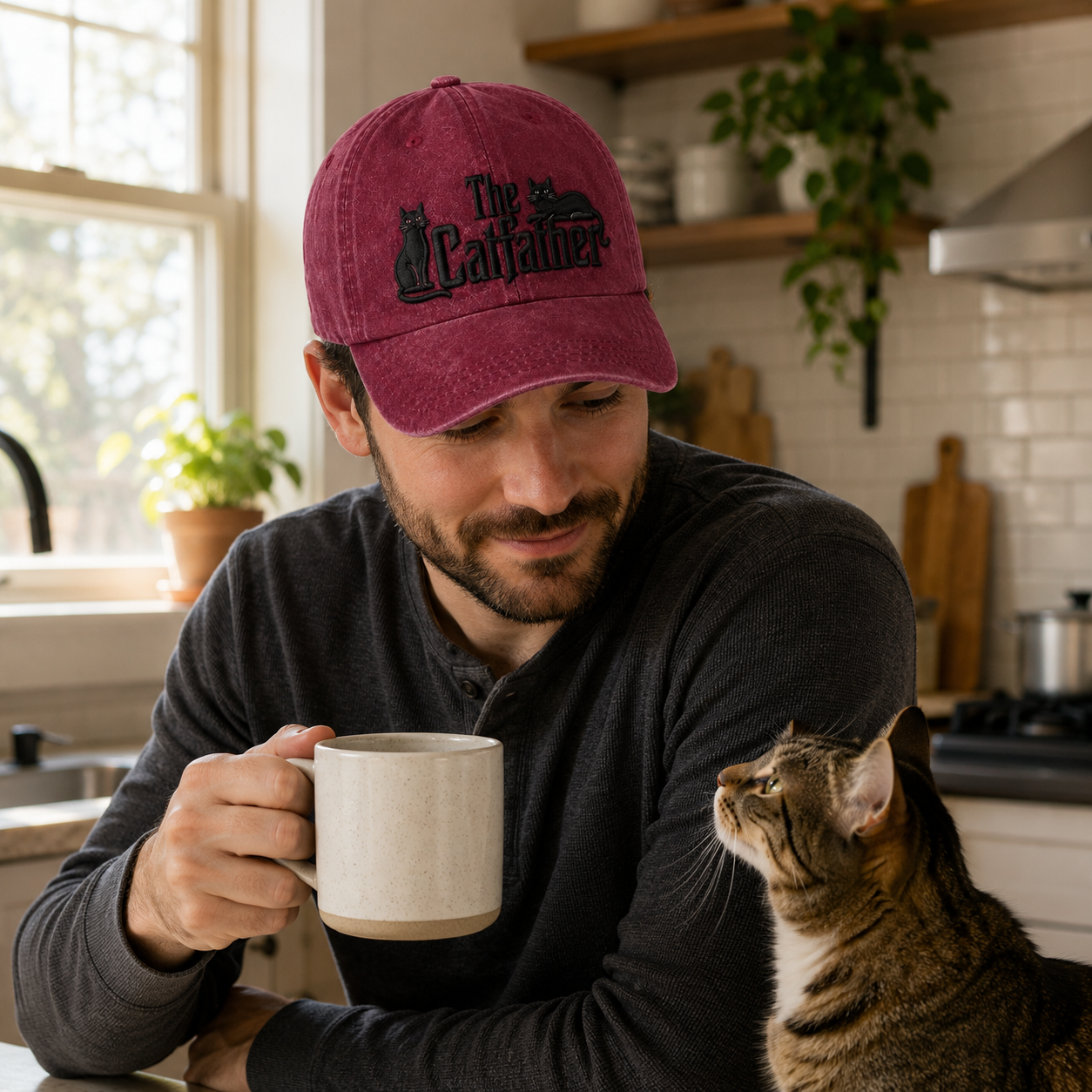 The Catfather Embroidered Washed Cap - Washed Cap - lifestyle