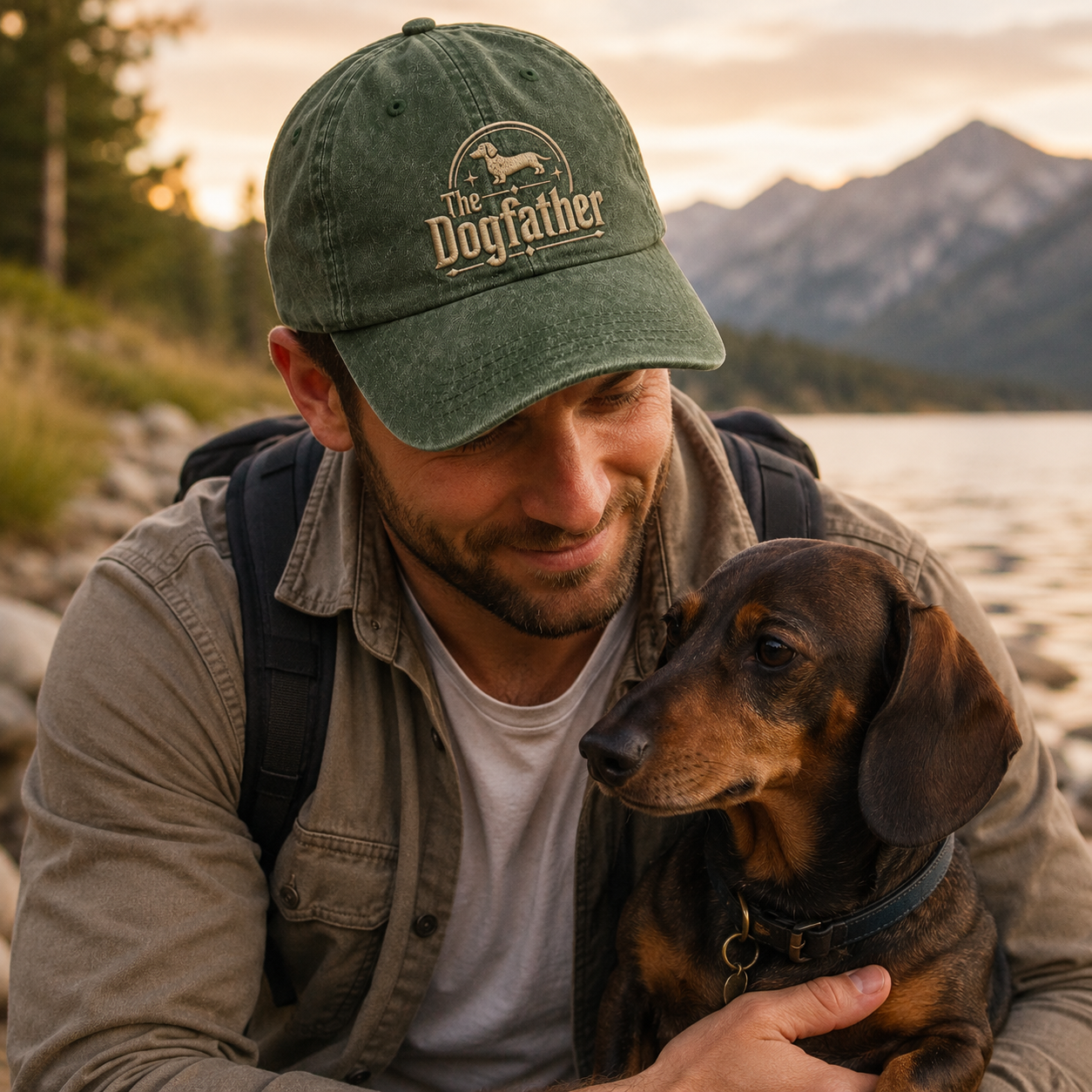 The Dogfather Embroidered Washed Cap - Washed Cap - detail