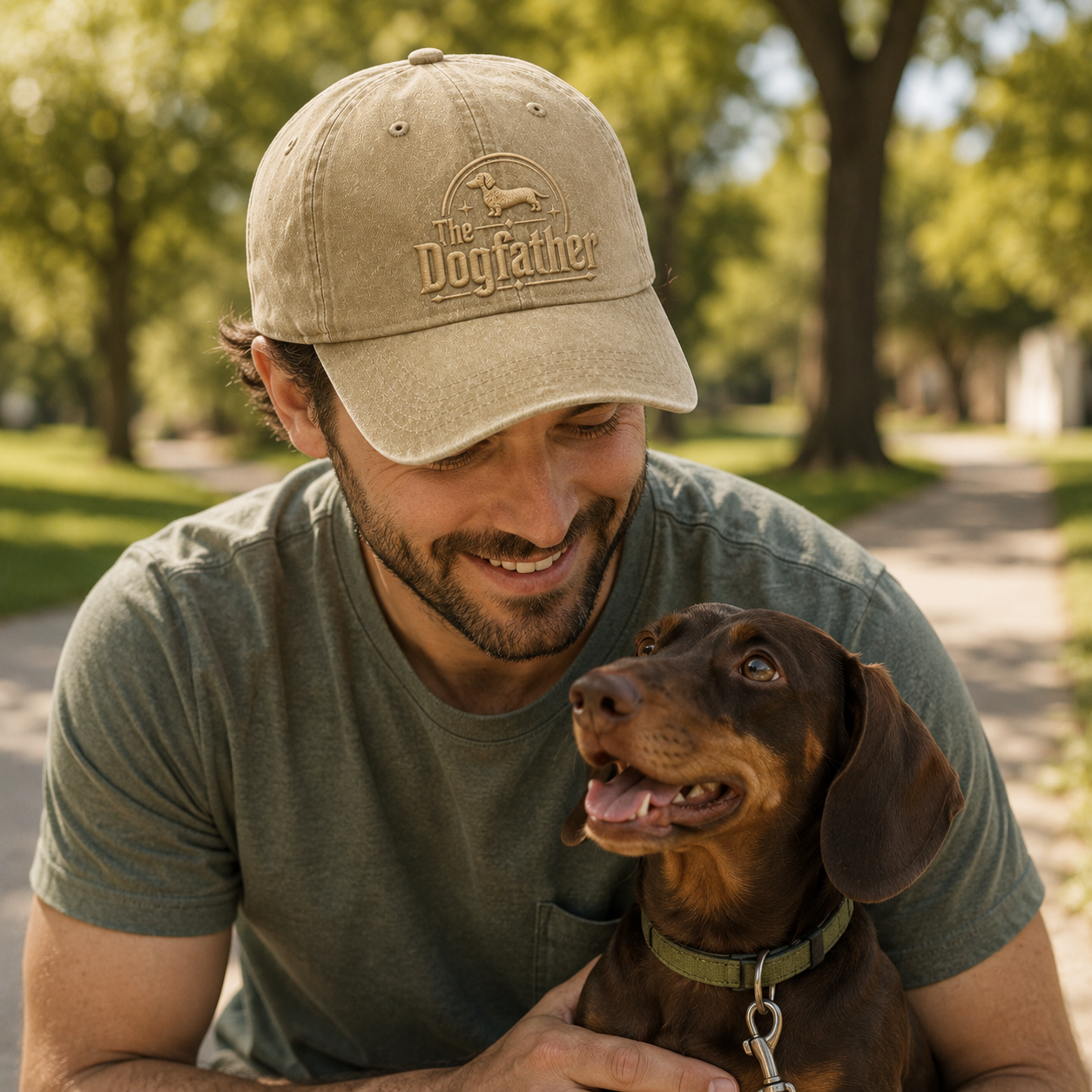 The Dogfather Embroidered Washed Cap - Washed Cap - side view