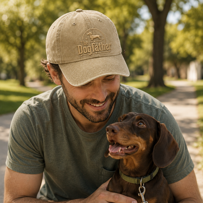 The Dogfather Embroidered Washed Cap - Washed Cap - side view