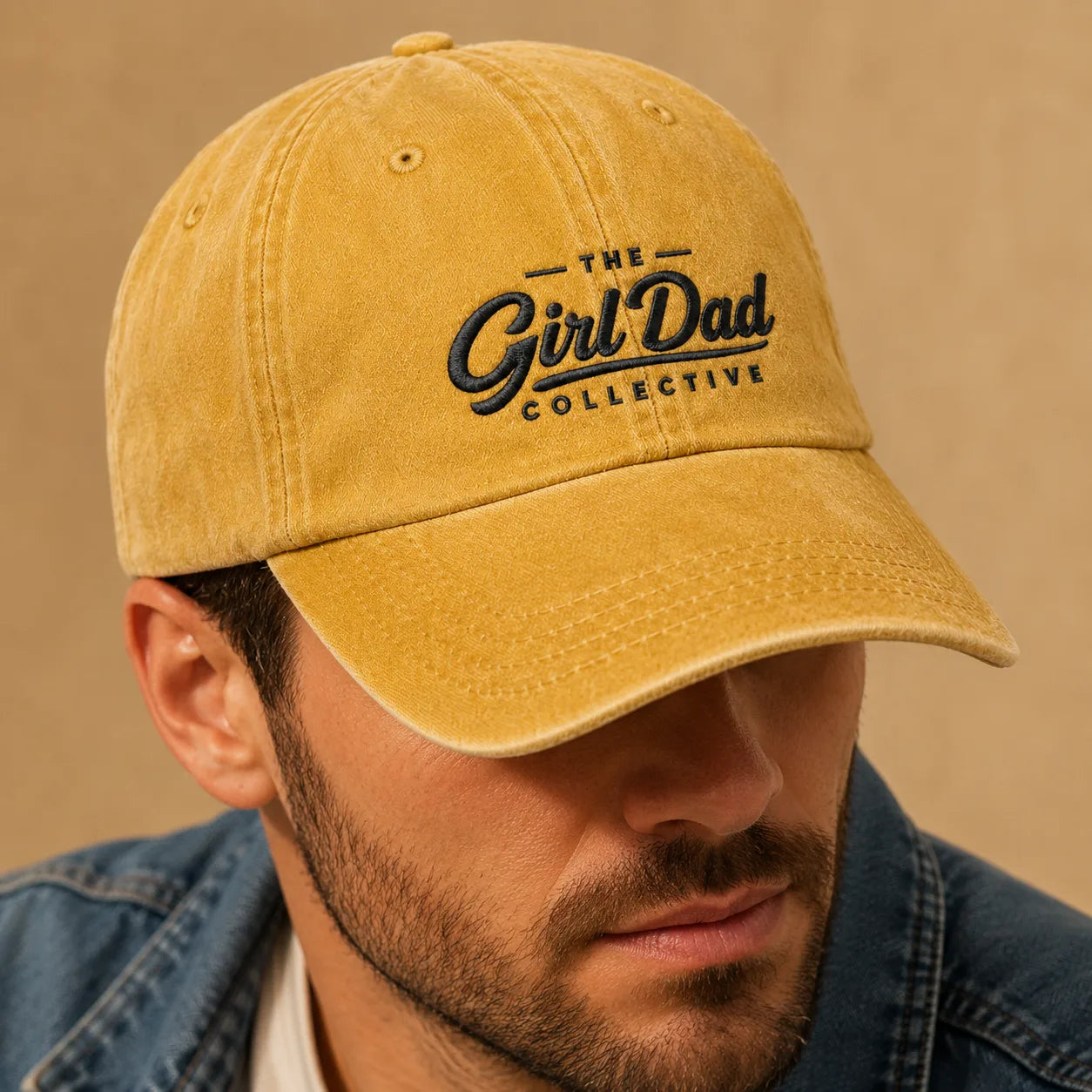 The Girl Dad Collective Baby Washed Cap - washed cap - front view