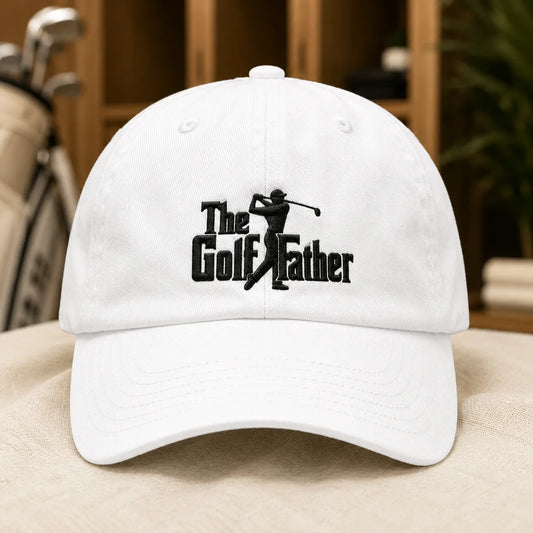The Golf Father Funny Golfer Washed Cap - washed cap - front view