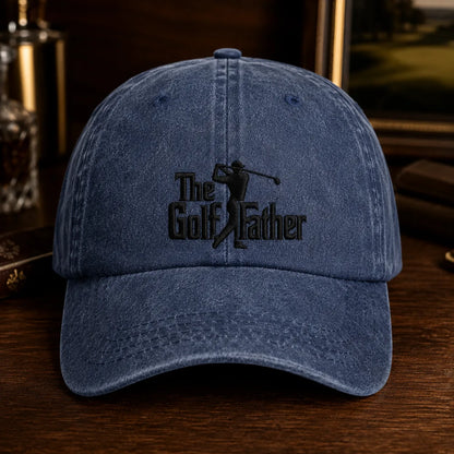 The Golf Father Funny Golfer Washed Cap - washed cap - side view