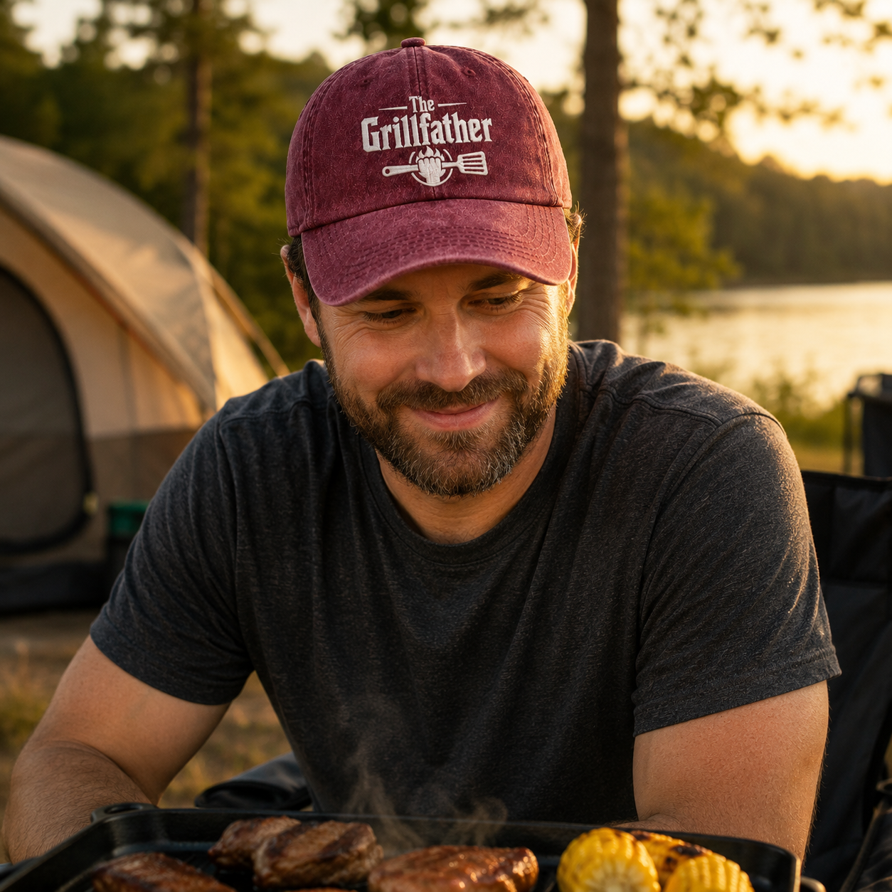 The Grillfather Washed Cap - Washed Cap - alternate angle