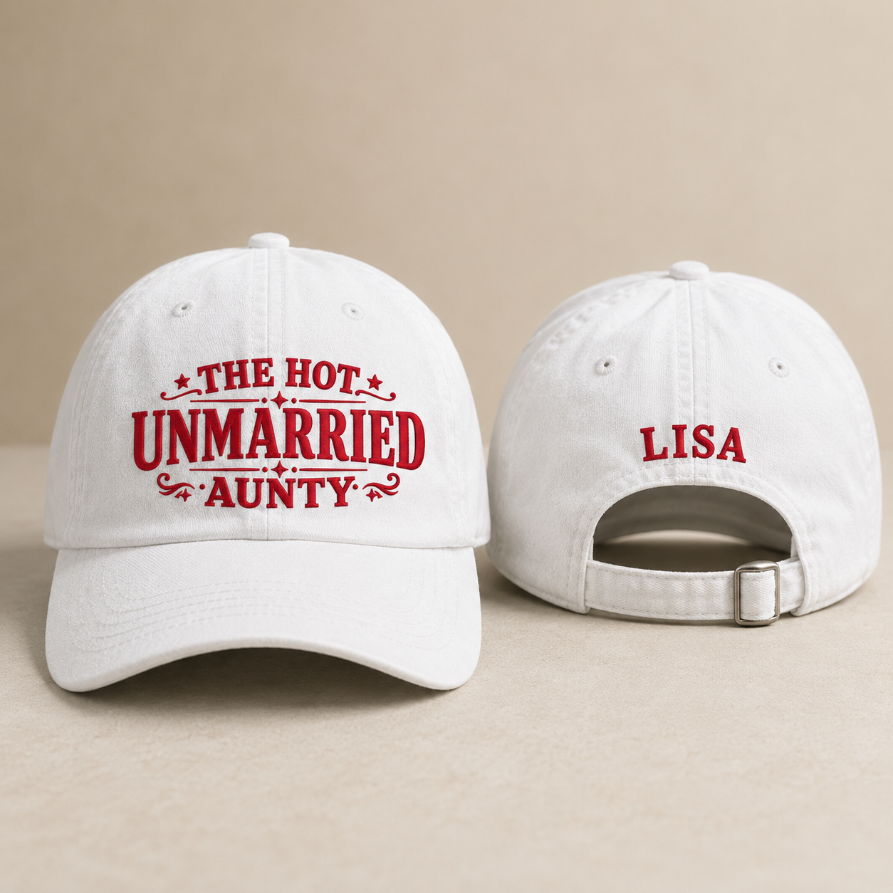 The Hot Unmarried Aunty Embroidered Washed Cap - Washed Cap - front view