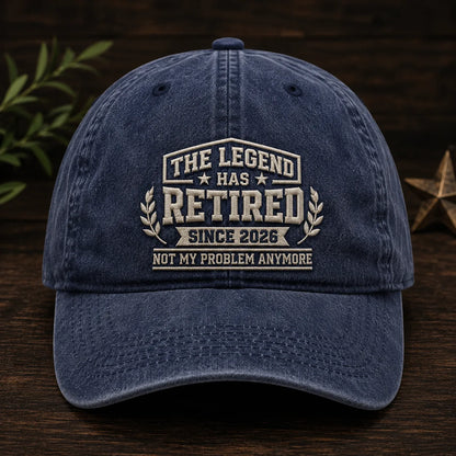 The Legend Has Retired Since 2026 Washed Cap - washed cap - front view