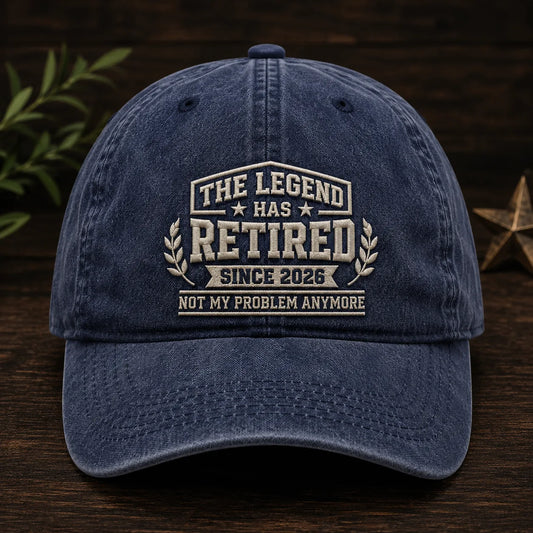 The Legend Has Retired Since 2026 Washed Cap - washed cap - front view