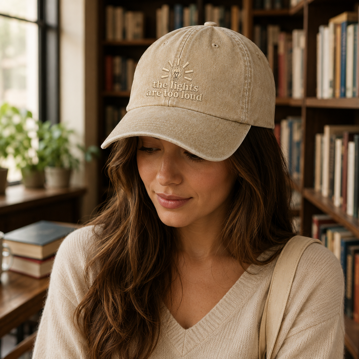 The Lights Are Too Loud Washed Cap - Washed Cap - side view