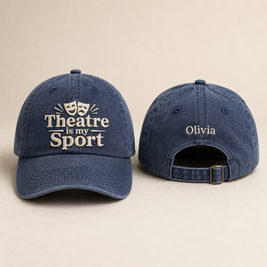 Theatre Is My Sport Embroidered Washed Cap - Washed Cap - front view
