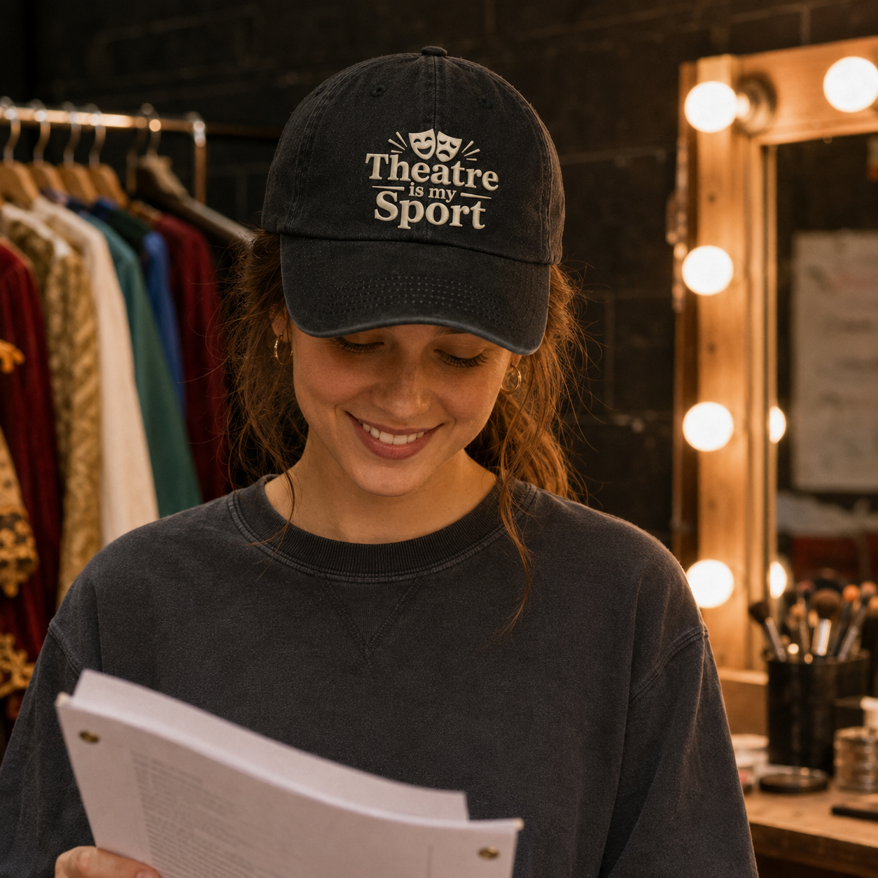 Theatre Is My Sport Embroidered Washed Cap - Washed Cap - side view