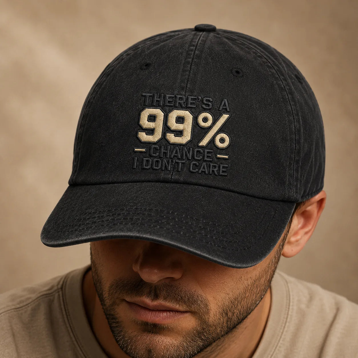 There's a 99% Chance I Don't Care Washed Cap - washed cap - detail
