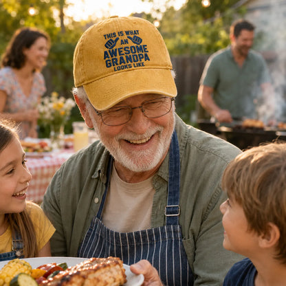 This Is What An Awesome Grandpa Looks Like Washed Cap - washed cap - alternate angle